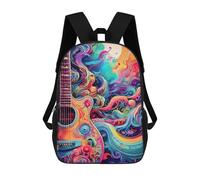 sinyumoney Abstract Guitar Art Psychedelic School Backpack Secondary Causal Travel High School Bags for Teenage Girls Boys Women Men 17inch