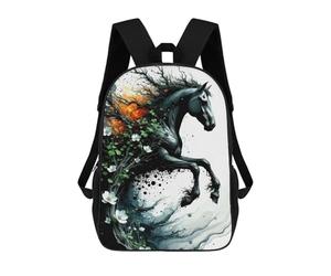 sinyumoney Abstract Horse with Floral And Tree Elements Backpack School Bag Travel College Rucksack Backpacks for Campus Outdoor Travel Sports 17inch