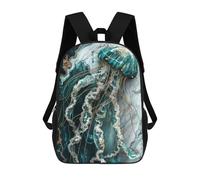 sinyumoney Abstract Jade Jellyfish Rucksacks 3D Printed Children Backpacks Fashion Casual Daypack Cute Travel Bags Outdoor Casual Daypack for Boy And Girl 17inch