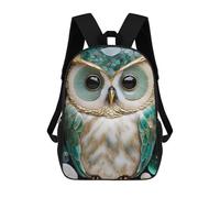 sinyumoney Abstract Jade Owl Kintsugi Kids School Backpack School Bag 3D Printed School Bag for Boys Elementary And Middle School Students 17inch