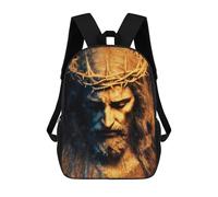sinyumoney Abstract Jesus Christ with Crown of Thorns Backpacks Kids 17inch School Backpack School Bag 3D Printed School Bag for Boys Elementary And Middle School Students