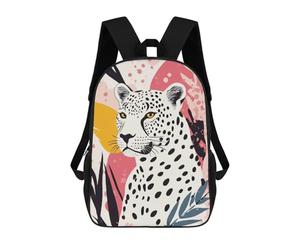 sinyumoney Abstract Leopard Illustration with Tropical Leaves School Bags Daypacks Business Backpack Water Resistant Bookbag for School/Work/Travel 17inch
