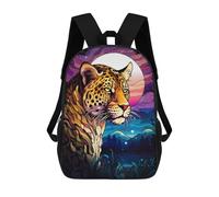 sinyumoney Abstract Leopard Night Moo 3D Printed Kids School Bag Rucksacks Children's School Fashion Casual Back Pack High Capacity Travel Book Bags Backpack for Kids 17inch