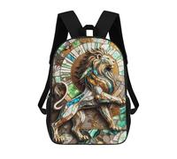 sinyumoney Abstract Lion Kintsugi Art School Backpack School Bags for Girls Boys Backpack with Pocket Fashion School Bag Kids Backpack 17inch