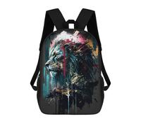 sinyumoney Abstract Lion Portrait Artwork Fashion Student School Backpack Suitable for Boys Girls Kids Casual Outdoor Travel Essential Daypack 17inch