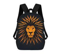 sinyumoney Abstract Lion Vector Portrait with Spiked Mane 3D Printed Children's School Backpack for Kids High Capacity Travel Rucksacks Book Bags Kids School Bag Back Pack 17inch