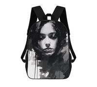 sinyumoney Abstract Monochrome Portrait -1 Kids School Backpack 3D Printed Fashion School Bag Casual School Bag for Boys Elementary And Middle School Students 17inch