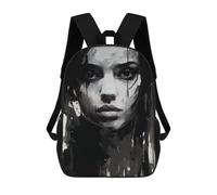 sinyumoney Abstract Monochrome Portrait Backpack School Secondary Causal Travel High School Bags for Men/Women 17inch