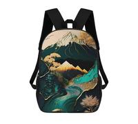sinyumoney Abstract Mount Fuji Art 3D Printed Kids Backpacks Boys Fashion School Bag Travel Backpacks School Bags for Boys Elementary School Students 17inch