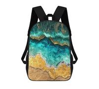 sinyumoney Abstract Ocean Waves Kintsugi Art School Backpack School Secondary High School College Backpack Travel for Men/Women 17inch