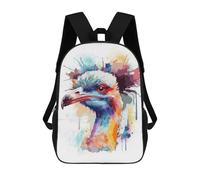 sinyumoney Abstract Ostrich Painting Kids School Backpack 17 Inch School Bag 3D Printed School Bag for Boys Elementary And Middle School Students