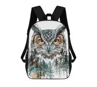 sinyumoney Abstract Paint Owl School Bag Backpack Teen Schoolbag 3D Printing Adjustable Schoolbag Fashion Pocket Bag for Kids Boys Girls Students And Teenagers Fans 17inch