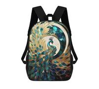 sinyumoney Abstract Peacock Kintsugi Backpack Kids School Backpack School Bag 3D Printed Fashion School Bag for Boys Elementary And Middle School Student 17inch