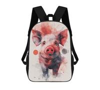 sinyumoney Abstract Pig Art Print Backpacks Kids 17inch School Backpack School Bag 3D Printed School Bag for Boys Elementary And Middle School Students