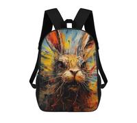 sinyumoney Abstract Rabbit Portrait 3D Printed Children's School Backpack for Kids Travel Rucksacks Book Bags Kids School Bag 17inch