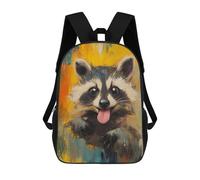 sinyumoney Abstract Raccoon Painting Backpacks Kids 17inch School Backpack School Bag 3D Printed School Bag for Boys Elementary And Middle School Students