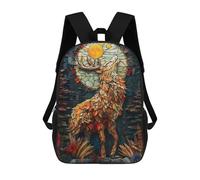 sinyumoney Abstract Raising Deer School Bag Backpack Teen Schoolbag 3D Printing Adjustable Schoolbag Fashion Pocket Bag for Kids Boys Girls Students And Teenagers Fans 17inch