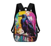 sinyumoney Abstract Raven Deco Backpack School Bag Rucksack for Girls Boys Backpacks Large Capacity Kids Back Pack Lightweight School Bags for Children Students 17inch