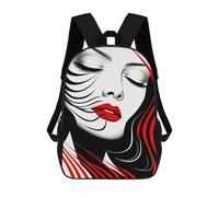 sinyumoney Abstract Red And Black Portrait 3D Printed Kids Backpacks Boys Fashion School Bag Travel Backpacks School Bags for Boys Elementary School Students 17inch