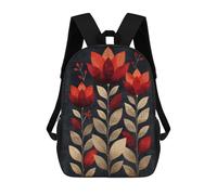 sinyumoney Abstract Red Flowers Backpack School Work Laptop Backpack Rucksack Bag for Men, Women & Teenage Boys 17inch
