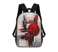sinyumoney Abstract Red Sphere - Black, White & Crimson Geometry Children's School Backpack Fashion Casual Children's Backpacks 3D Printed School Bags Boy Large Backpack 17inch