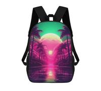 sinyumoney Abstract Retrowave Fusion Backpacks Kids School Backpack Fashion School Bag 3D Printed School Bag for Boys Elementary And Middle School Students 17inch