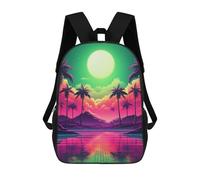 sinyumoney Abstract Retrowave Horizon Backpack Kids School Backpack School Bag 3D Printed Fashion School Bag for Boys Elementary And Middle School Student 17inch