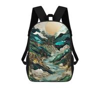 sinyumoney Abstract River Scenery Art Backpacks Kids Student Schoolbag,3D Printed Backpacks,Elementary And Middle School Students Backpacks for Boys Girls 17inch