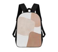 sinyumoney Abstract Shapes in Earthy Tones Backpack 3D Printed Children's School Backpack Kids Travel Backpacks High Capacity Book Bags Children's Backpack Rucksack 17inch