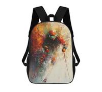 sinyumoney Abstract Skier Art - Winter Sports Action Backpack School Large Water Resistant Laptop Backpack for Teenage Girls Boys Women Men 17inch