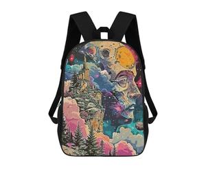 sinyumoney Abstract Space Children's Backpack, Schoolbag Large Capacity Students Bookbag Rucksack Knapsack for Boys Girls Adults Teen 17inch
