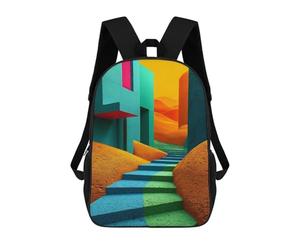sinyumoney Abstract Stairway to Orange Backpack School Bag Daypacks Business Backpack Water Resistant Bookbag for Men/Women 17inch