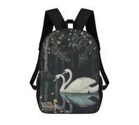 sinyumoney Abstract Swan Rucksacks 3D Printed Children Backpacks Fashion Casual Daypack Cute Travel Bags Outdoor Casual Daypack for Boy And Girl 17inch