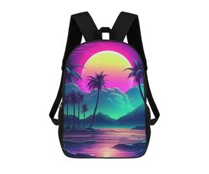 sinyumoney Abstract Synthwave Cosmos Rucksack Large Lightweight Casual Backpack for Campus Outdoor Travel Sports 17inch