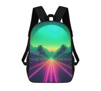 sinyumoney Abstract Synthwave Dreams Backpack School Bag Secondary Causal Travel High School Bags - Perfect for Travel, Work And Daily Use 17inch