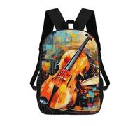 sinyumoney Abstract Violin And Drums Painting School Bags Lightweight Schoolbag Dayback Bookbag College for Teenage Girls Boys Women Men 17inch