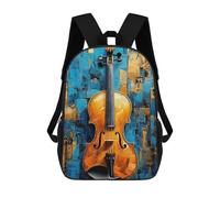 sinyumoney Abstract Violin Painting Gold And Blue Backpack School Business Durable Laptop Bag for Teenage Girls Boys Women Men 17inch