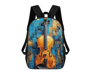 sinyumoney Abstract Violin Painting Gold And Blue Backpack School Business Durable Laptop Bag for Teenage Girls Boys Women Men 17inch