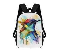 sinyumoney Abstract Watercolor Bird 3D Printed 17 Inch School Backpack Children's Backpacks 3D Printed Cool Knapsack for Boys Elementary And Middle