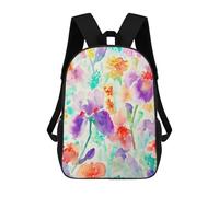 sinyumoney Abstract Watercolor Flowers Children's Backpack, Schoolbag Large Capacity Students Bookbag Rucksack Knapsack for Boys Girls Adults Teen 17inch