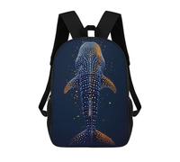 sinyumoney Abstract Whale Shark Gold Children's Backpacks 17inch School Backpack 3D Printed Bag Bookbag for Kids Travel Rucksacks Boy Girl Book Bags Kids School Bag