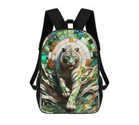 sinyumoney Abstract White Tiger Art Backpack 3D Printed Children's School Backpack Kids Travel Backpacks High Capacity Book Bags Children's Backpack Rucksack 17inch