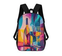 sinyumoney Abstract Wine Still Life School Backpack 3D Printed School Bags Boys Girls Laptop Backpack for Kids/Students/Adults 17inch