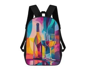 sinyumoney Abstract Wine Still Life School Backpack 3D Printed School Bags Boys Girls Laptop Backpack for Kids/Students/Adults 17inch
