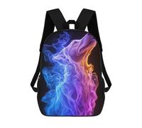 sinyumoney Abstract Wolf with Colorful Smoke Backpack School Bag Business Laptop Rucksack Bag Unisex Casual Daypack for Men/Women 17inch