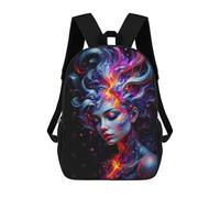 sinyumoney Abstract Woman with Fire Children's 17 Inch School Backpack 3D Printed Anime Movies for Kids Travel Rucksacks Book Bags Kids School Bag