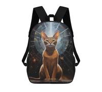 sinyumoney Abyssinian Cat Portrait 3D Printed Children's 17 Inch Backpacks 3D Printed Casual School Bag for Boys Elementary And Middle