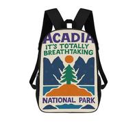 sinyumoney Acadia National Park Poster Children's 17 Inch School Backpack 3D Printed Cool Knapsack for Kids Travel Rucksacks Book Bags Kids School Bag