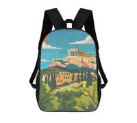sinyumoney Acropolis Athens Illustration Backpack School Bag Business Laptop Rucksack Bag Unisex Casual Daypack for Teenage Girls Boys Women Men 17inch