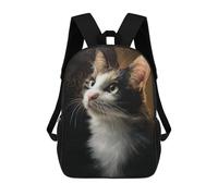 sinyumoney Adorable Calico Kitten Portrait Children's School Backpack Fashion Casual 17inch 3D Printed School Bags Boy School Backpack Large Backpack